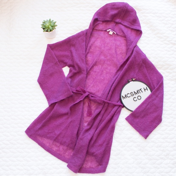 Victoria's Secret Sweaters - Victoria's Secret | Magenta Hooded Wrap Sweater